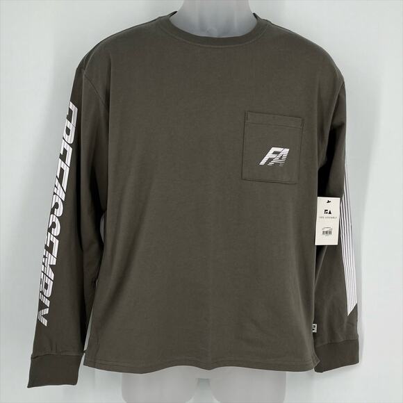 Free Assembly Men's Graphic LS Tee Shirt in Moss Green Size X-Large - Picture 1 of 10